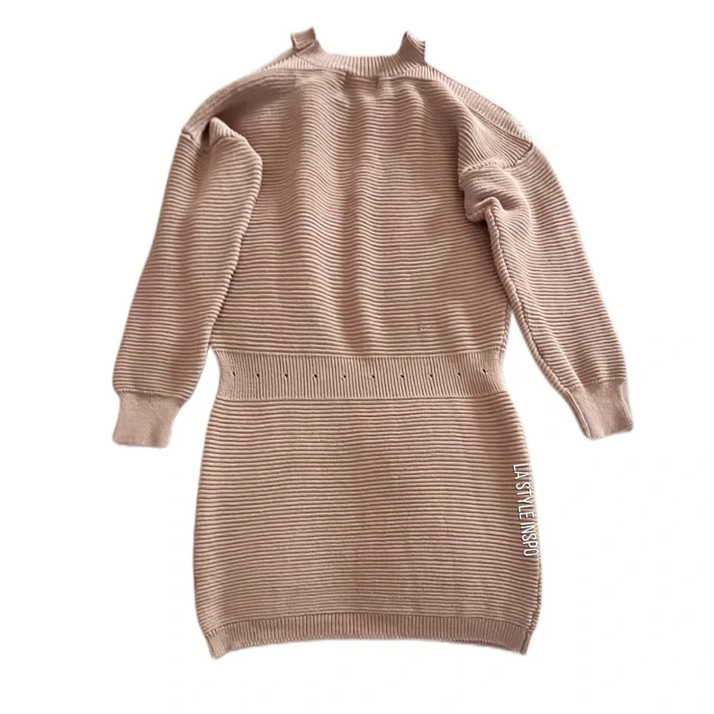 All The Ways Knitted Ribbed Mini Dress Long Sleeved Size Medium